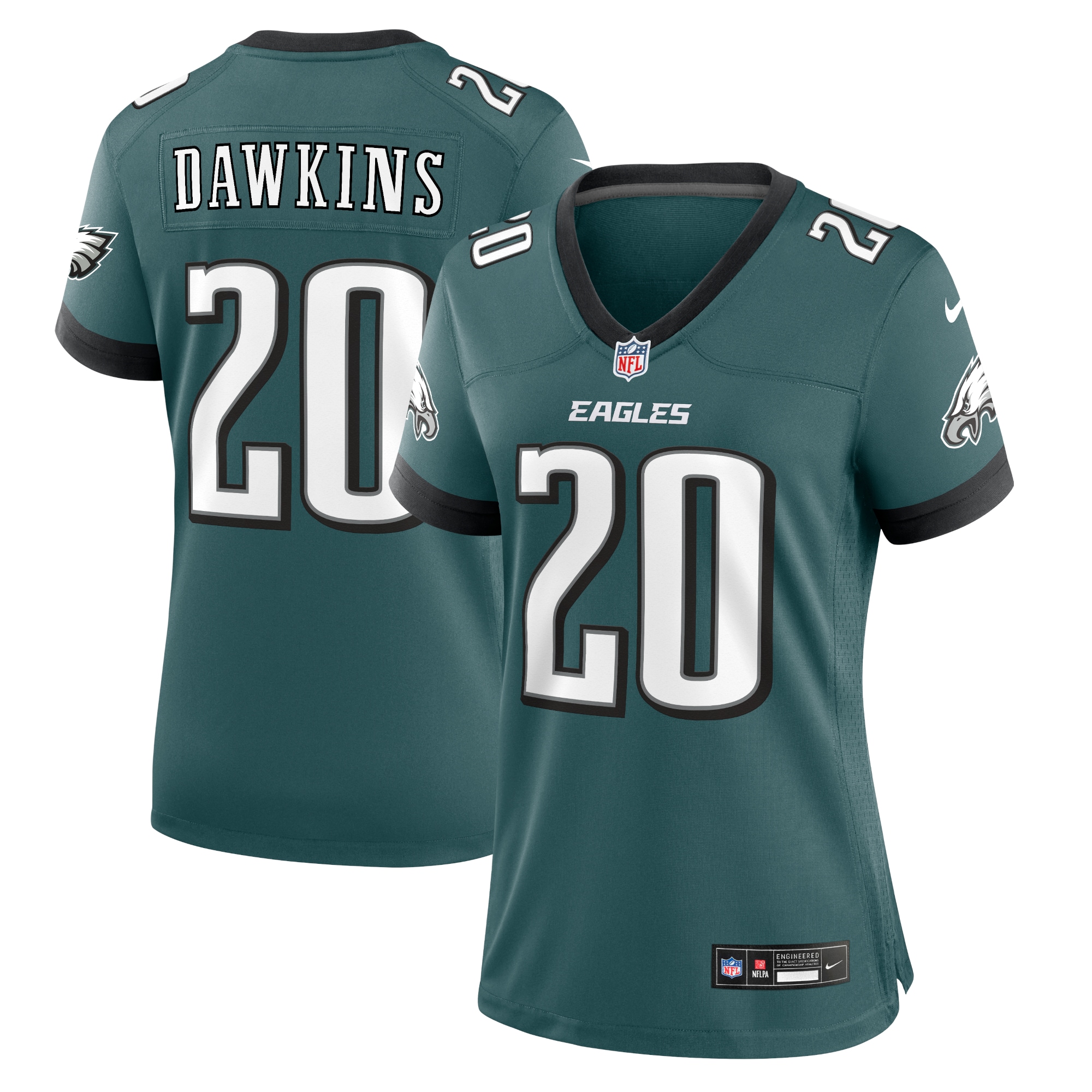 Women's Philadelphia Eagles Brian Dawkins Midnight Green Retired Player Game Jersey JS6030 nicesnker