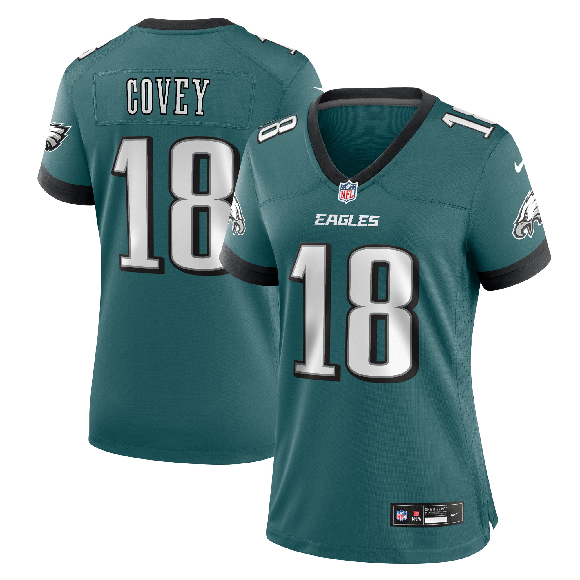 Women's Philadelphia Eagles Britain Covey Midnight Green Team Game Jersey JS7770 nicesnker