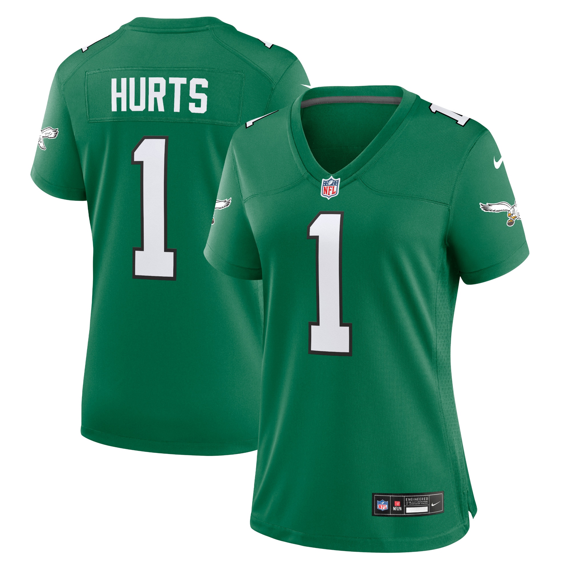 Women's Philadelphia Eagles Jalen Hurts Kelly Green Game Player Jersey JS6514 nicesnker