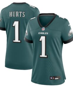 Women's Philadelphia Eagles Jalen Hurts Midnight Green Team Game Jersey JS9422 nicesnker