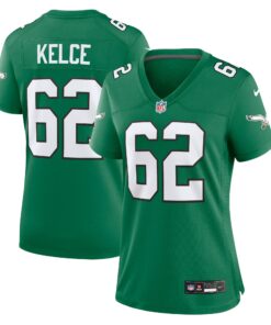 Women's Philadelphia Eagles Jason Kelce Kelly Green Player Jersey JS5372 nicesnker