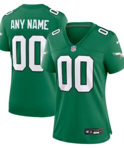 Women's Philadelphia Eagles Kelly Green Alternate Custom Game Jersey JS4923 nicesnker