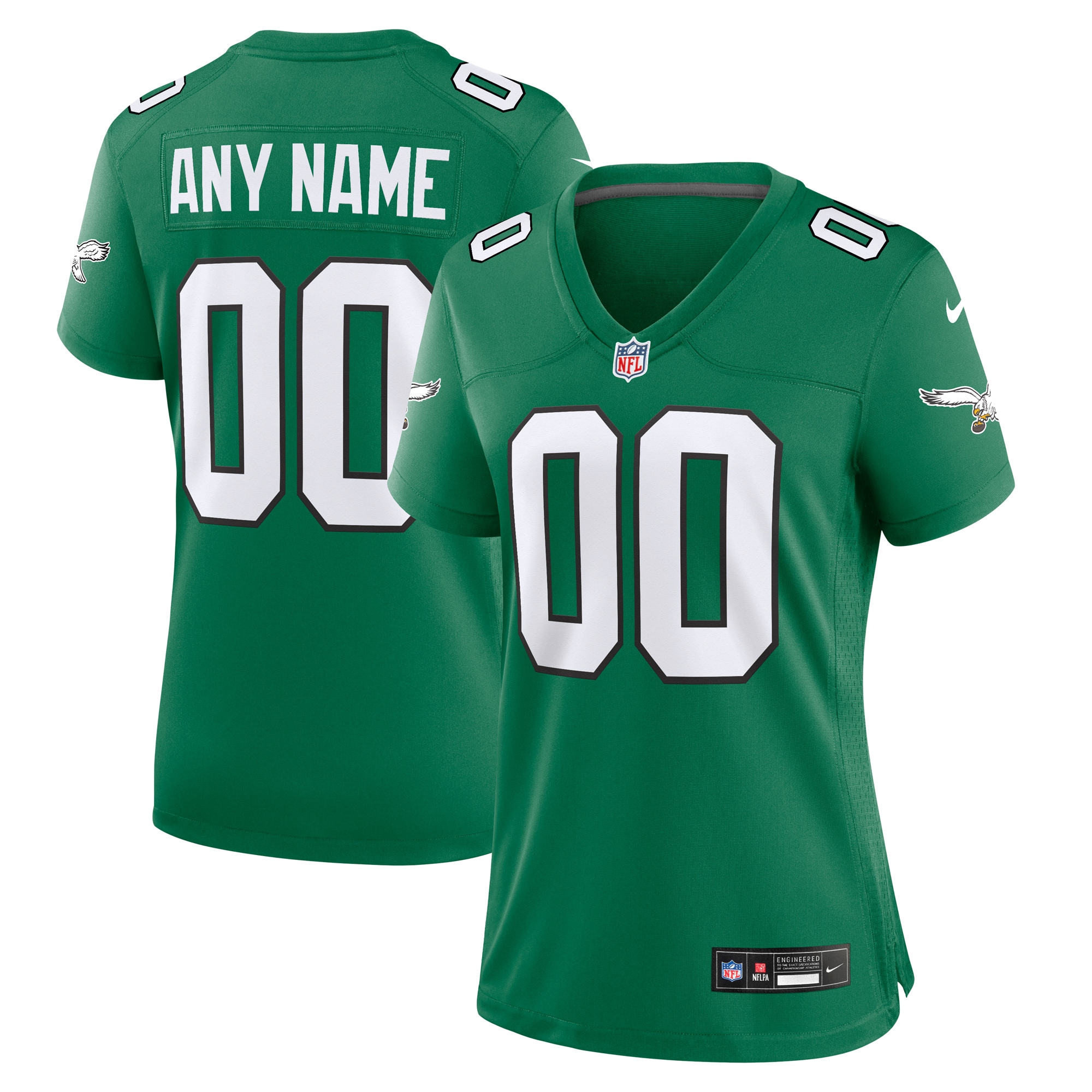 Women's Philadelphia Eagles Kelly Green Alternate Custom Game Jersey JS4923 nicesnker