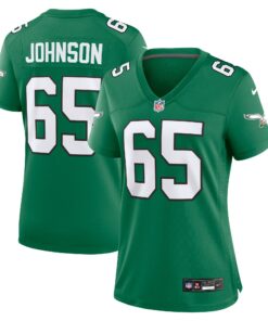 Women's Philadelphia Eagles Lane Johnson Kelly Green Alternate Game Jersey JS9241 nicesnker