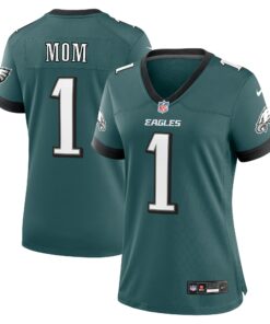 Women's Philadelphia Eagles Midnight Green #1 Mom Game Jersey JS8865 nicesnker