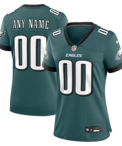 Women's Philadelphia Eagles Midnight Green Custom Game Jersey JS9450 nicesnker