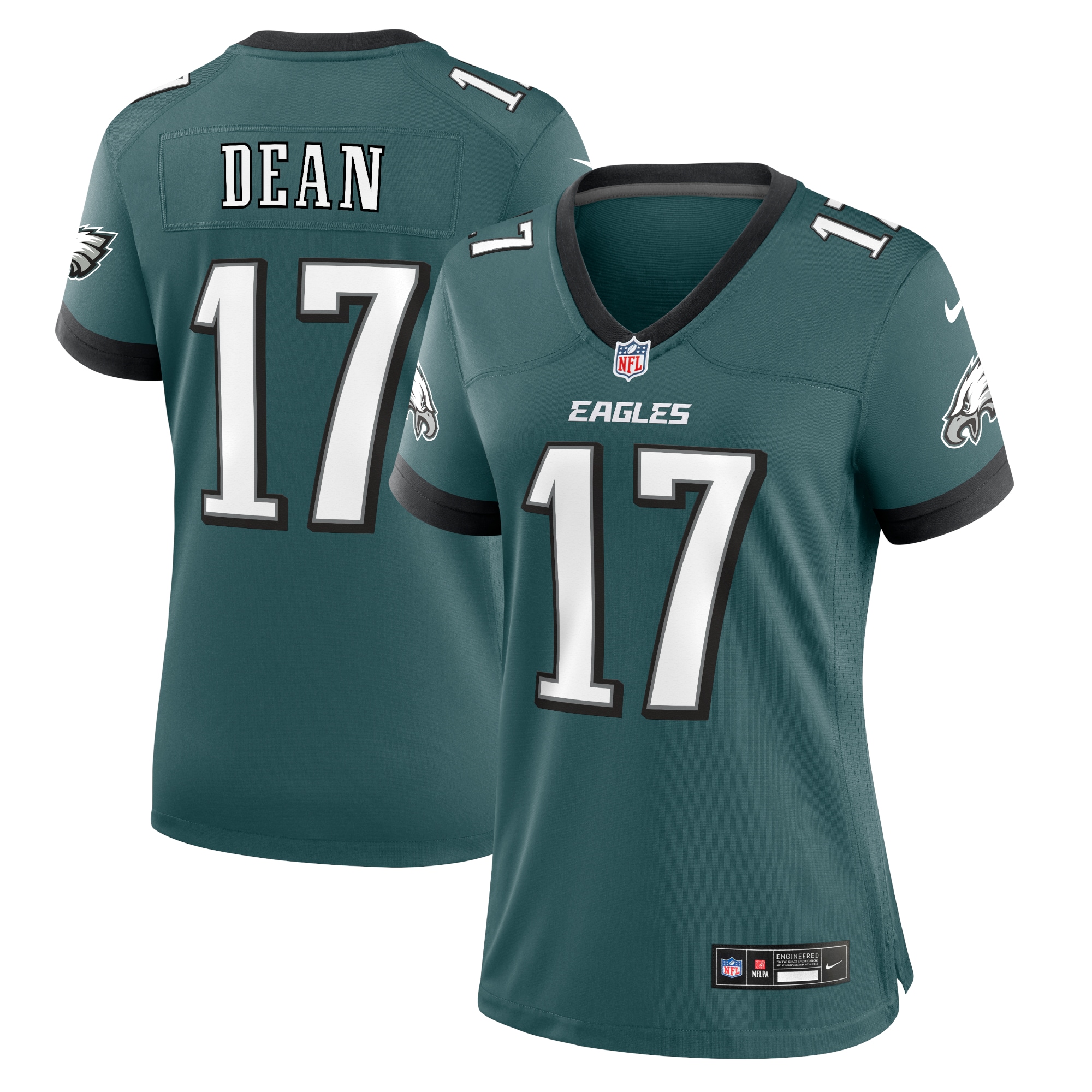 Women's Philadelphia Eagles Nakobe Dean Midnight Green Team Game Jersey JS5906 nicesnker