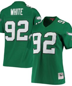 Women's Philadelphia Eagles Reggie White Mitchell & Ness Kelly Green 1990 Legacy Jersey JS2613 nicesnker