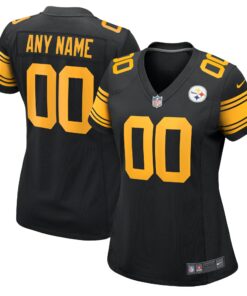 Women's Pittsburgh Steelers Black Alternate Custom Game Jersey JS9379 nicesnker