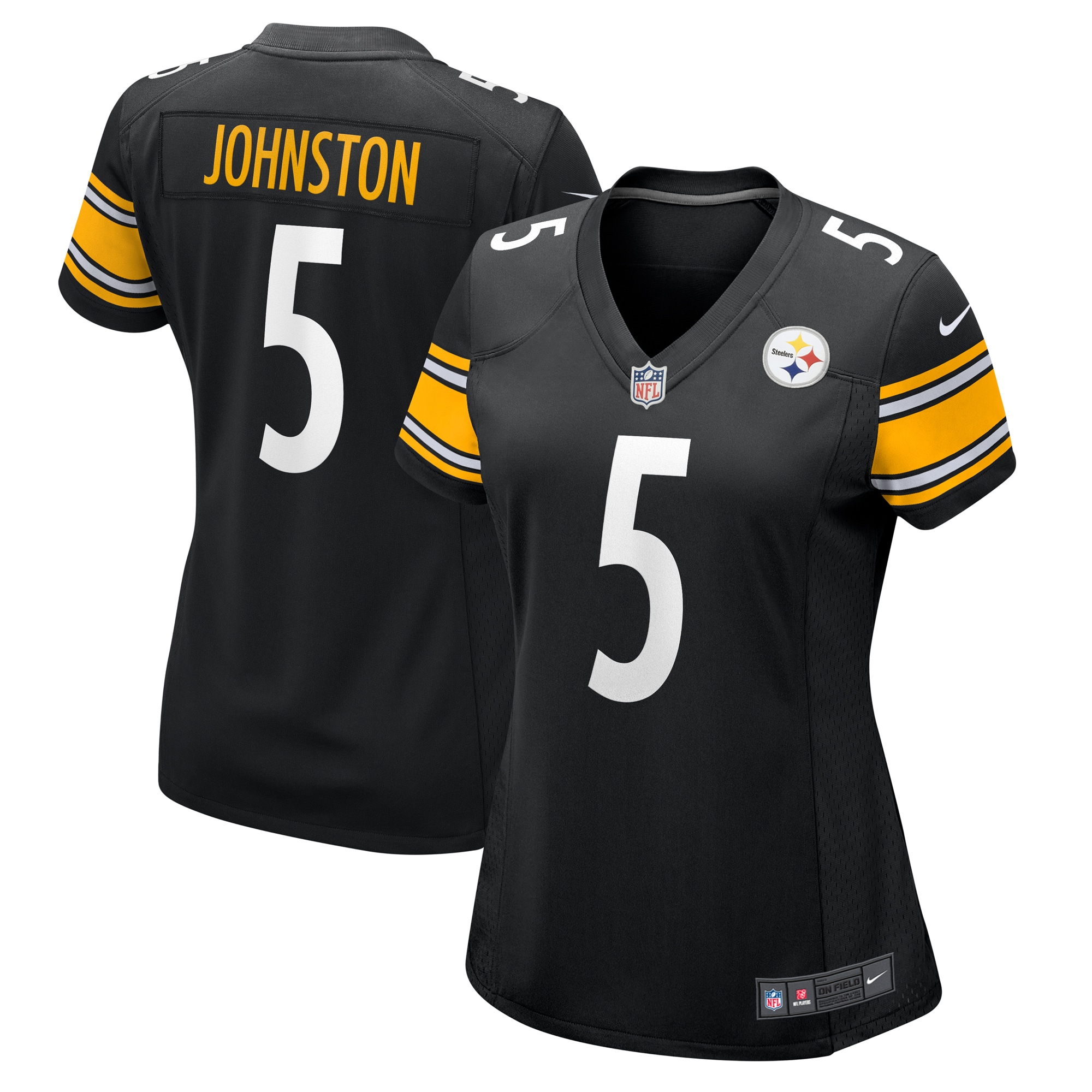 Women's Pittsburgh Steelers Cameron Johnston Black Game Jersey JS5887 nicesnker