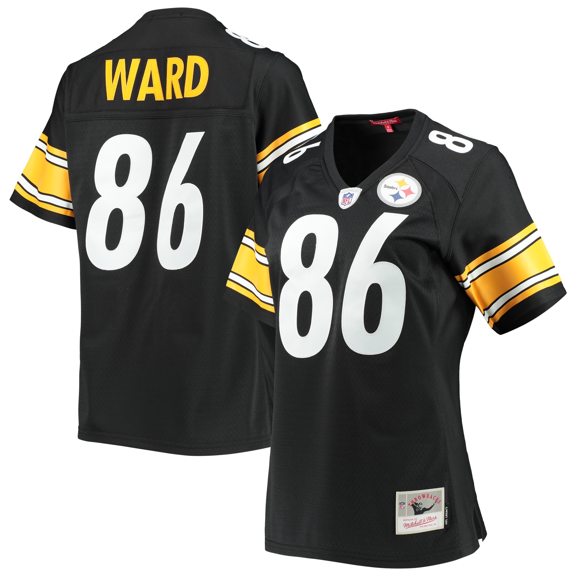 Women's Pittsburgh Steelers Hines Ward Mitchell & Ness Black Legacy Player Jersey JS4070 nicesnker