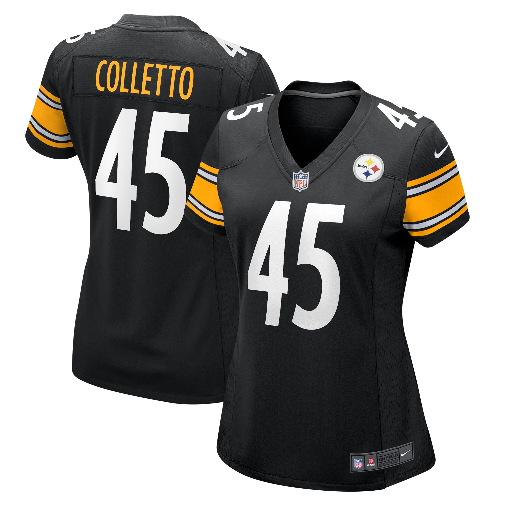 Women's Pittsburgh Steelers Jack Colletto Black Game Jersey JS8433 nicesnker