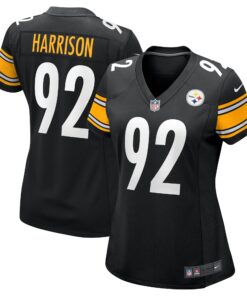 Women's Pittsburgh Steelers James Harrison Black Retired Game Jersey JS2520 nicesnker
