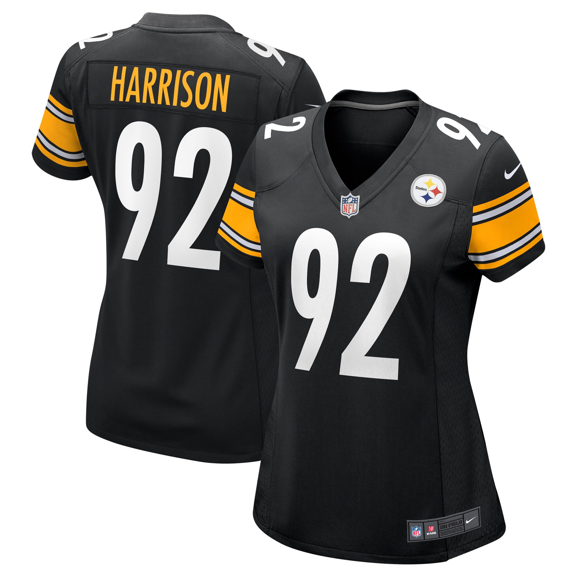 Women's Pittsburgh Steelers James Harrison Black Retired Game Jersey JS2520 nicesnker