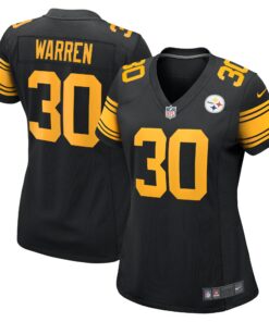Women's Pittsburgh Steelers Jaylen Warren Black Alternate Game Jersey JS4942 nicesnker