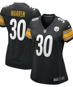 Women's Pittsburgh Steelers Jaylen Warren Black Game Player Jersey JS3645 nicesnker