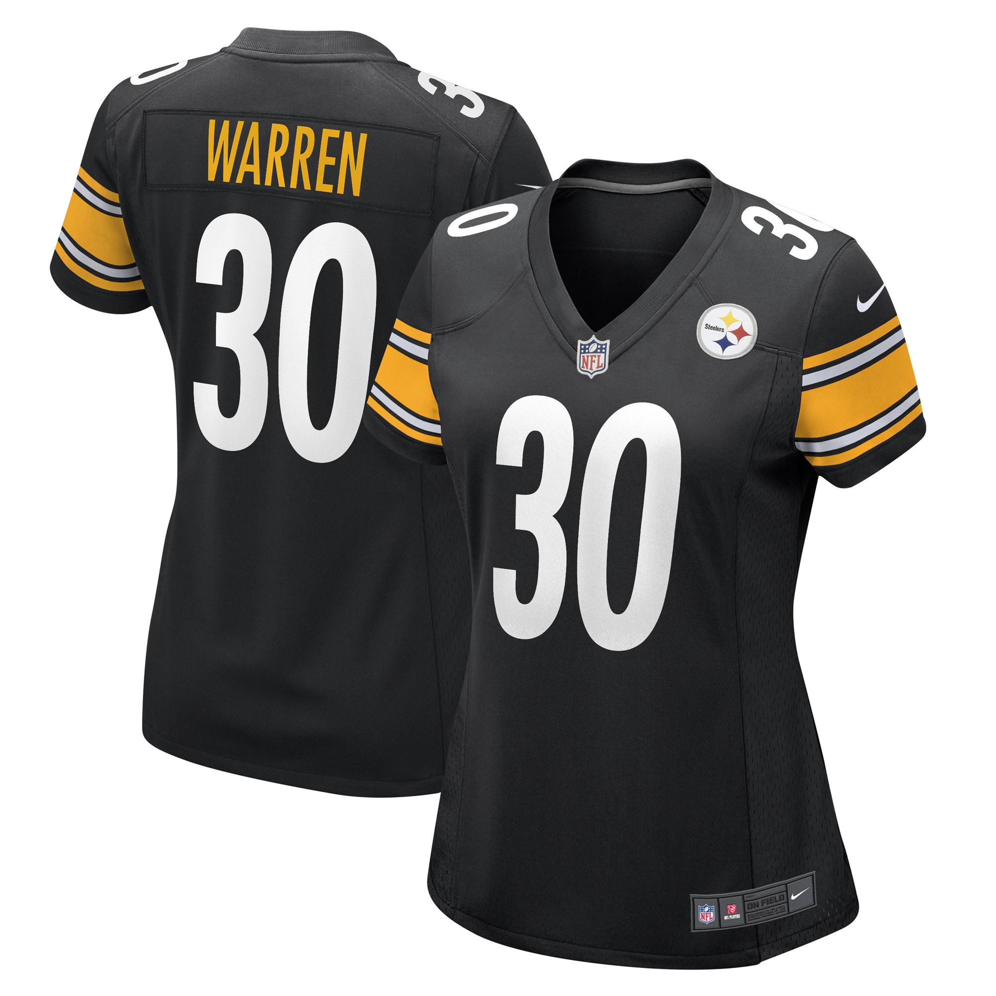 Women's Pittsburgh Steelers Jaylen Warren Black Game Player Jersey JS3645 nicesnker