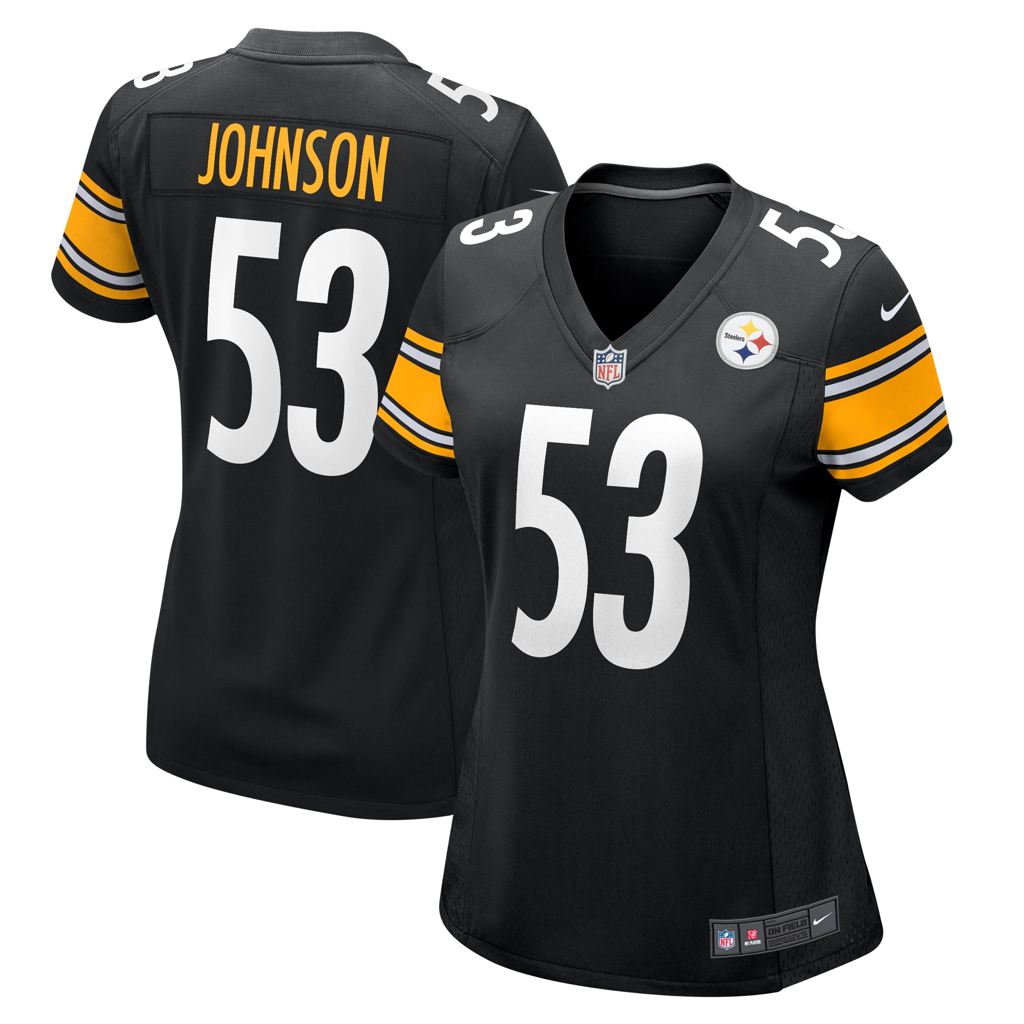 Women's Pittsburgh Steelers Kyron Johnson Black Game Jersey JS1523 nicesnker