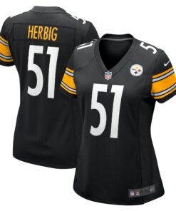 Women's Pittsburgh Steelers Nick Herbig Black Game Jersey JS8363 nicesnker