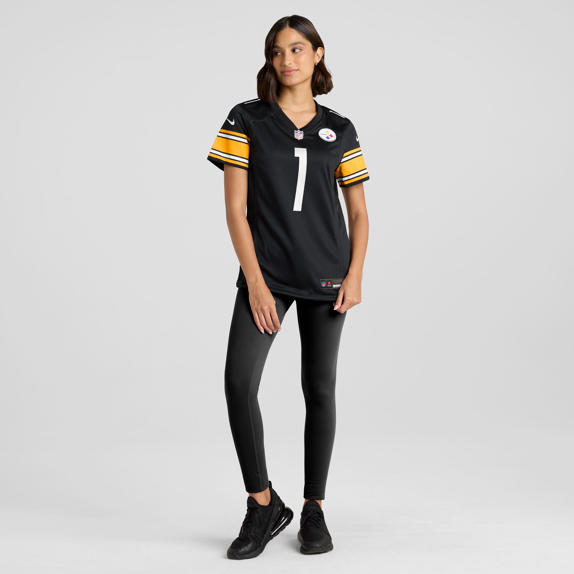 Women's Pittsburgh Steelers Number 1 Bride Black Game Jersey JS8902 nicesnker - Image 4