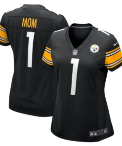 Women's Pittsburgh Steelers Number 1 Mom Black Game Jersey JS3229 nicesnker