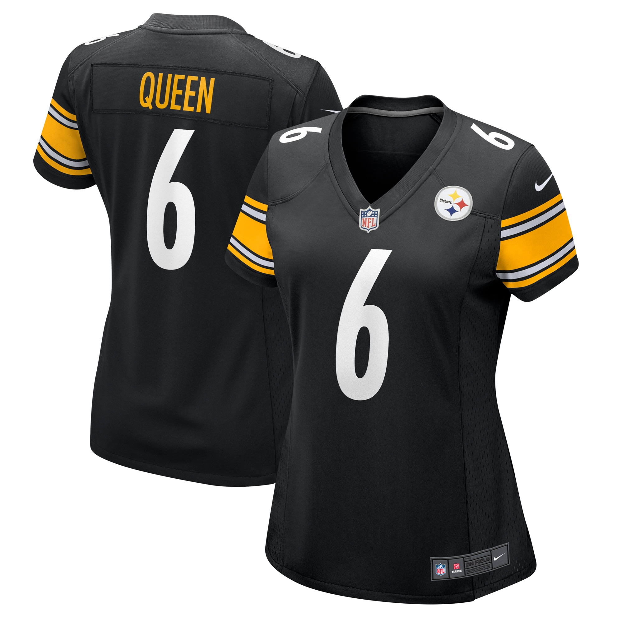 Women's Pittsburgh Steelers Patrick Queen Black Game Jersey JS6969 nicesnker