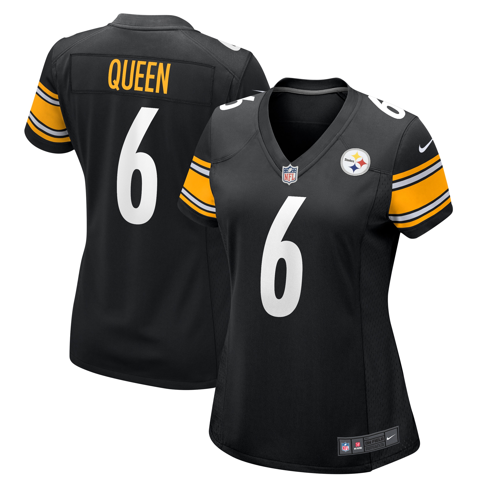 Women's Pittsburgh Steelers Patrick Queen Black Game Player Jersey JS5030 nicesnker