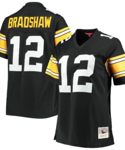 Women's Pittsburgh Steelers Terry Bradshaw Mitchell & Ness Black Legacy Player Jersey JS8705 nicesnker
