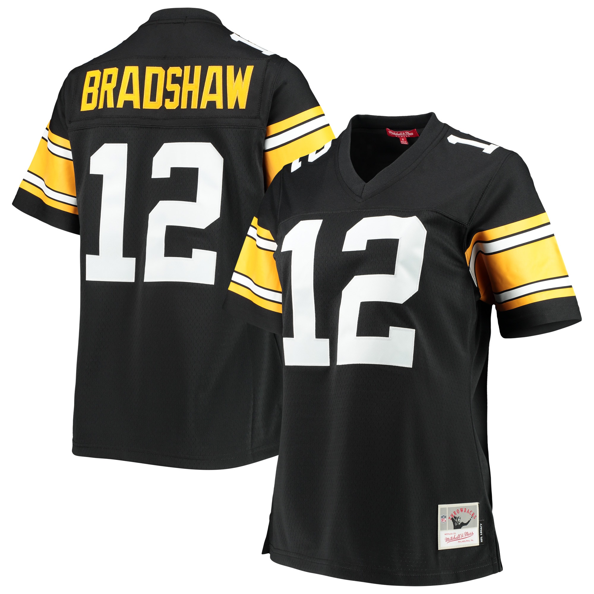 Women's Pittsburgh Steelers Terry Bradshaw Mitchell & Ness Black Legacy Player Jersey JS8705 nicesnker