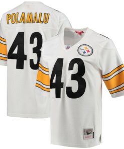 Women's Pittsburgh Steelers Troy Polamalu Mitchell & Ness White 2005 Legacy Team Jersey JS6062 nicesnker