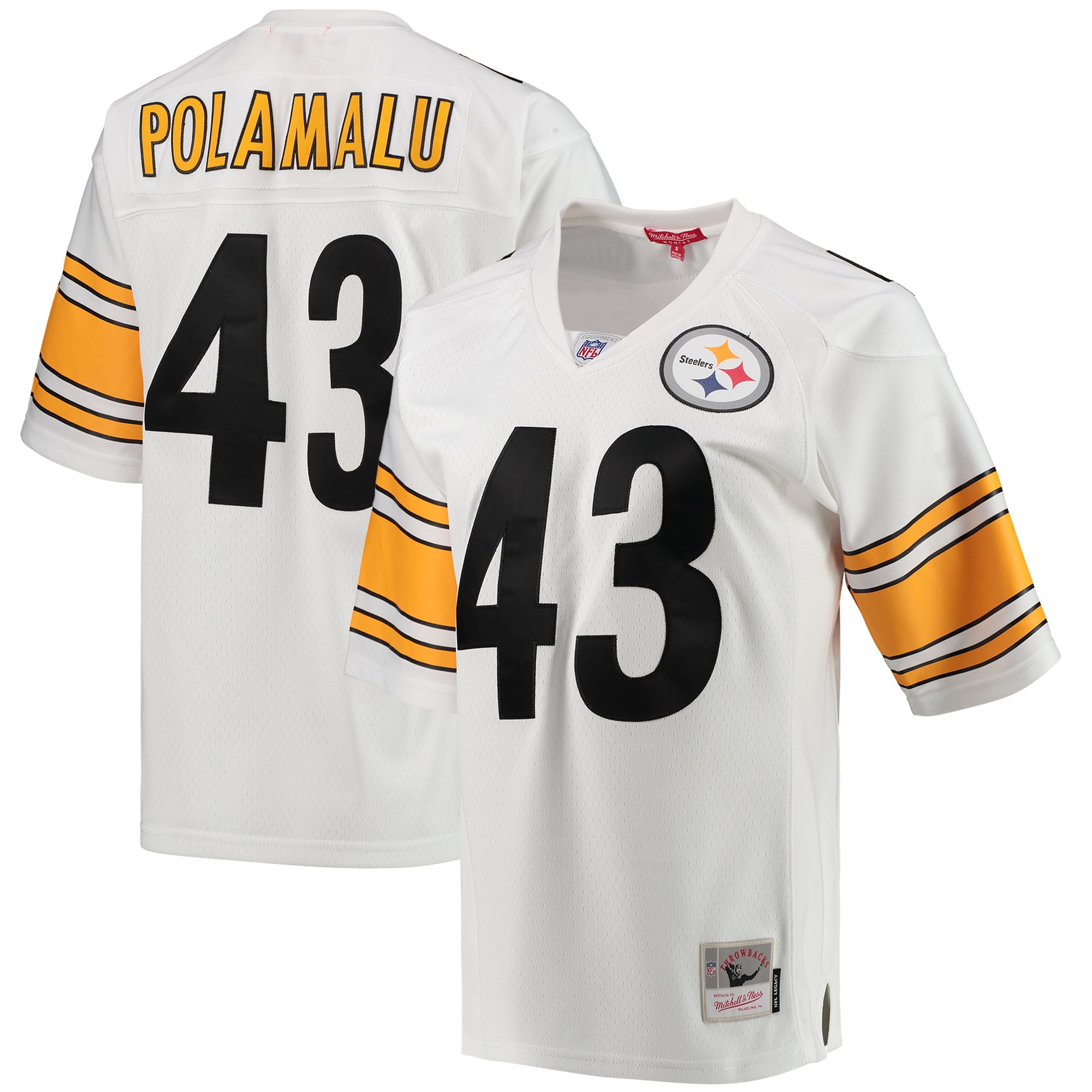 Women's Pittsburgh Steelers Troy Polamalu Mitchell & Ness White 2005 Legacy Team Jersey JS6062 nicesnker