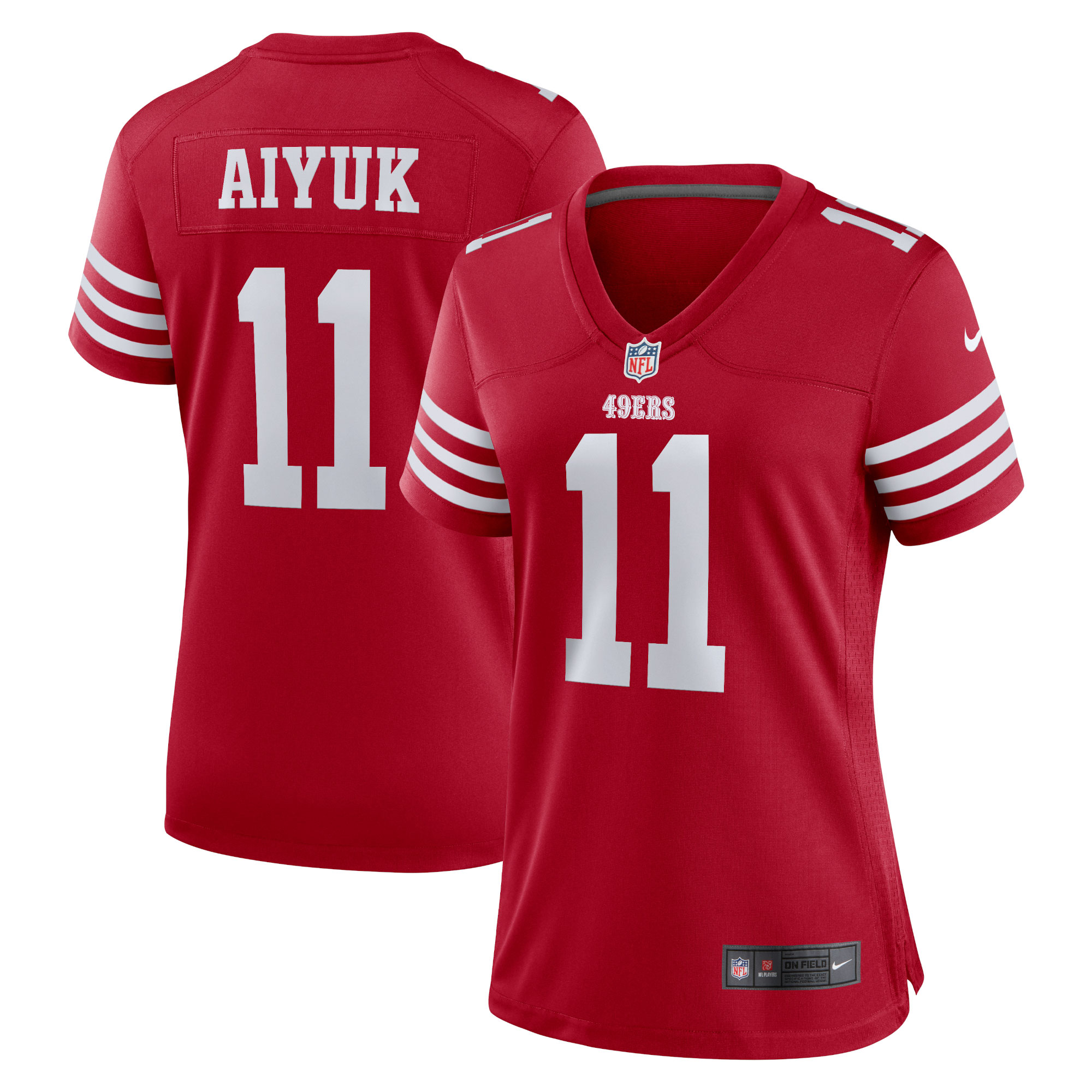 Women's San Francisco 49ers Brandon Aiyuk Scarlet Game Player Jersey JS4898 nicesnker