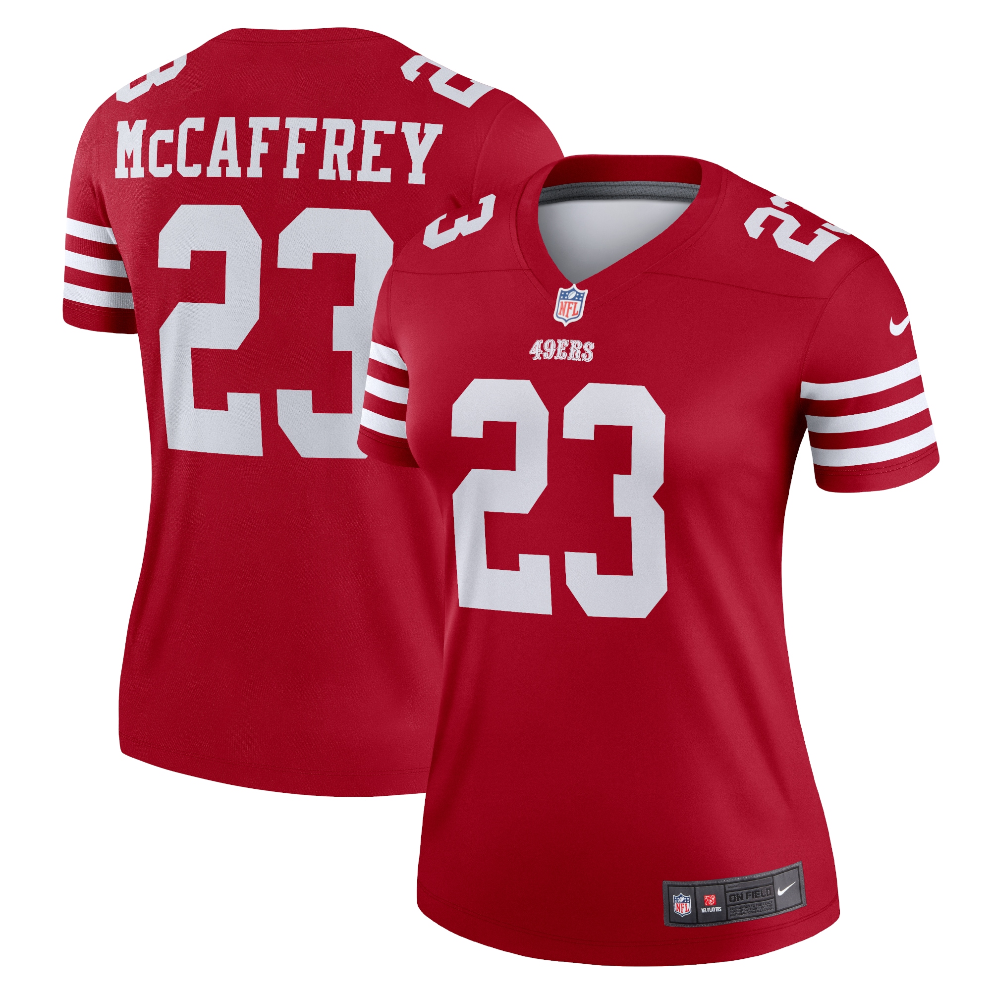Women's San Francisco 49ers Christian McCaffrey Scarlet Legend Player Performance Top JS7644 nicesnker