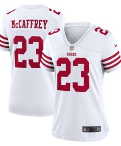 Women's San Francisco 49ers Christian McCaffrey White Player Jersey JS5221 nicesnker