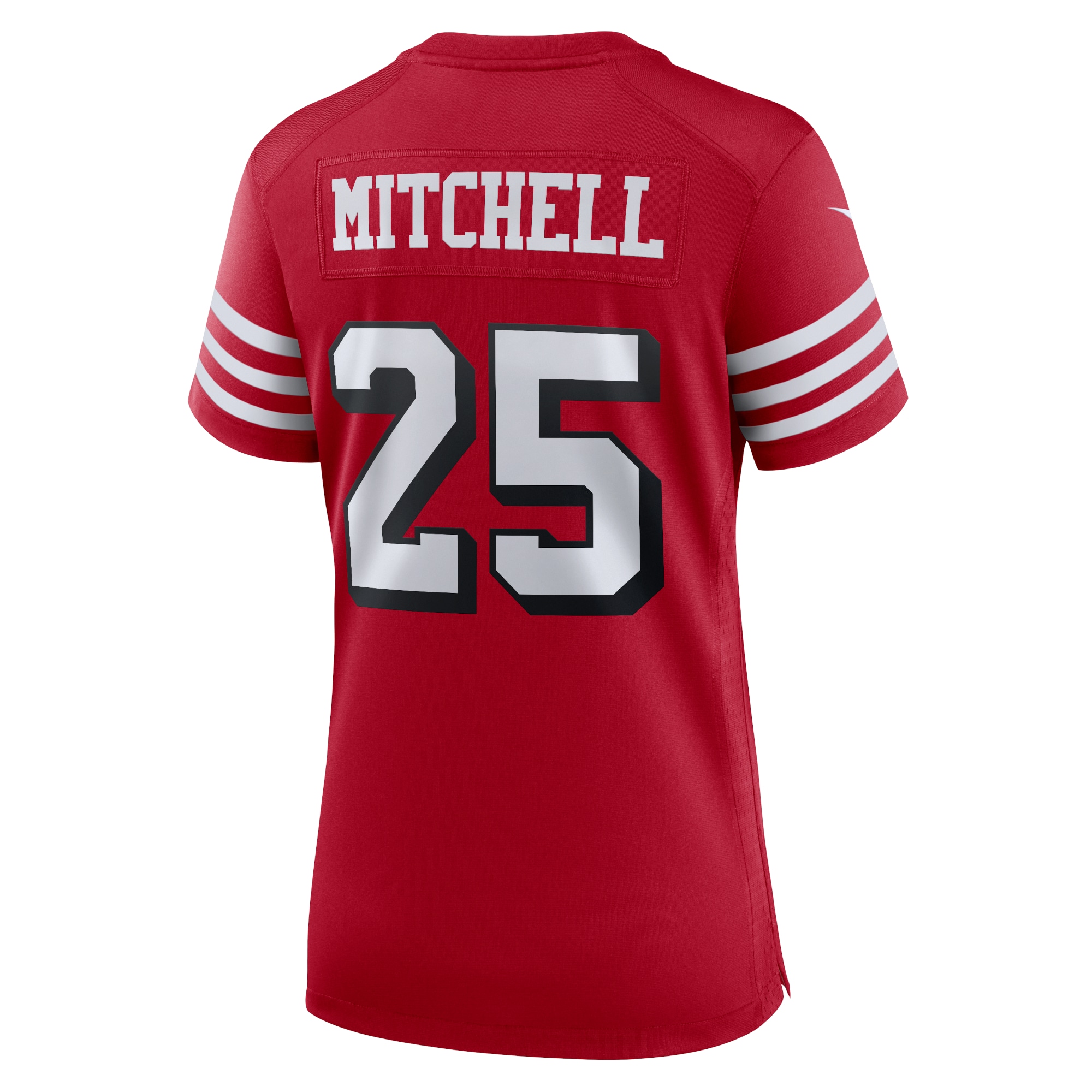 Women's San Francisco 49ers Elijah Mitchell Scarlet Alternate Team Game Jersey JS1230 nicesnker - Image 3