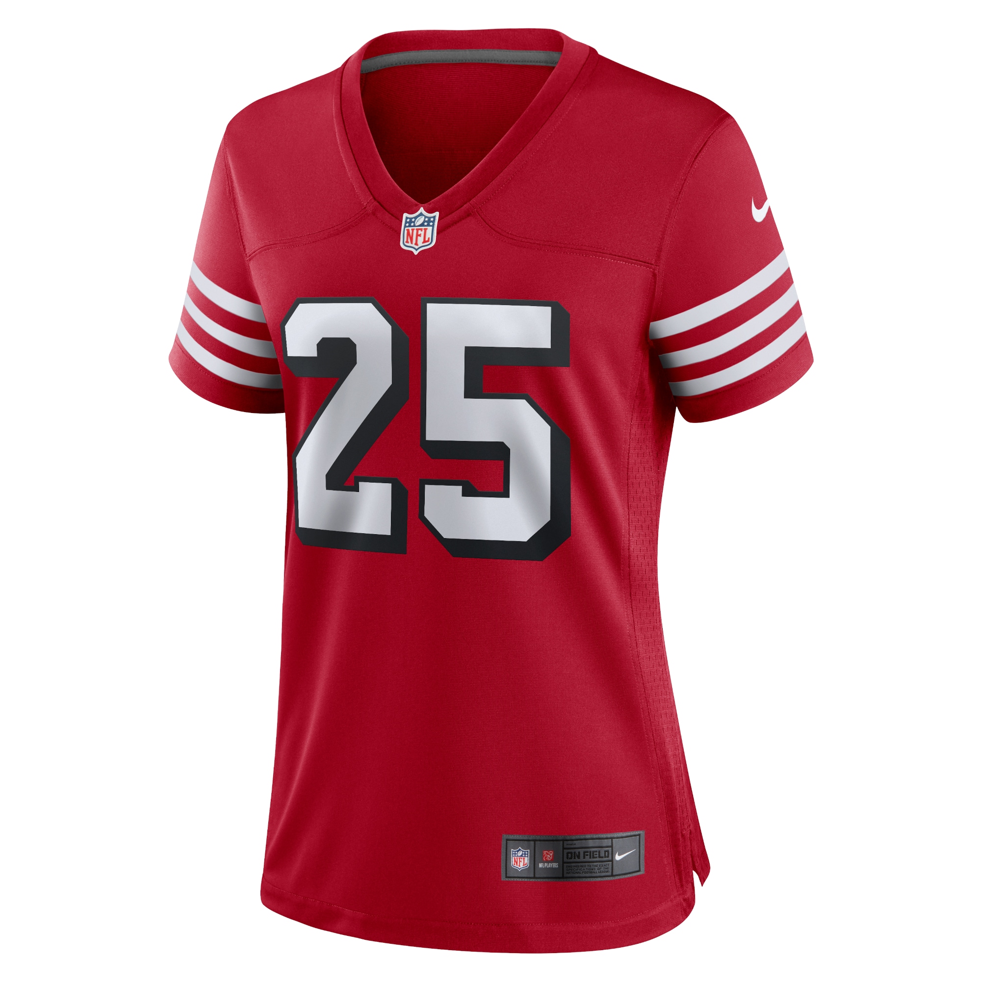 Women's San Francisco 49ers Elijah Mitchell Scarlet Alternate Team Game Jersey JS1230 nicesnker - Image 2
