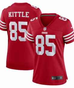 Women's San Francisco 49ers George Kittle Scarlet Team Game Player Jersey JS3871 nicesnker