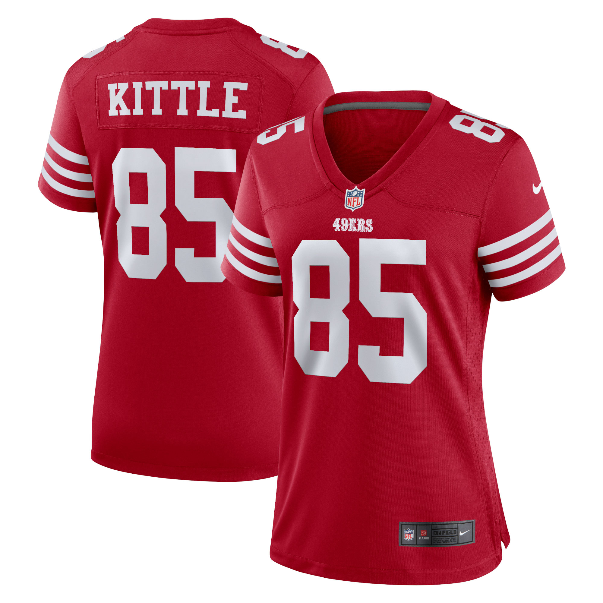 Women's San Francisco 49ers George Kittle Scarlet Team Game Player Jersey JS3871 nicesnker