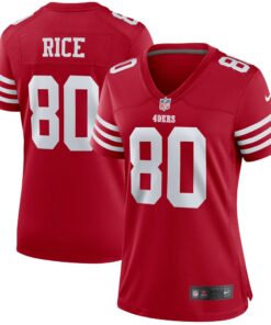Women's San Francisco 49ers Jerry Rice Scarlet Retired Player Game Jersey JS7960 nicesnker
