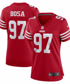 Women's San Francisco 49ers Nick Bosa Scarlet Team Game Player Jersey JS4754 nicesnker