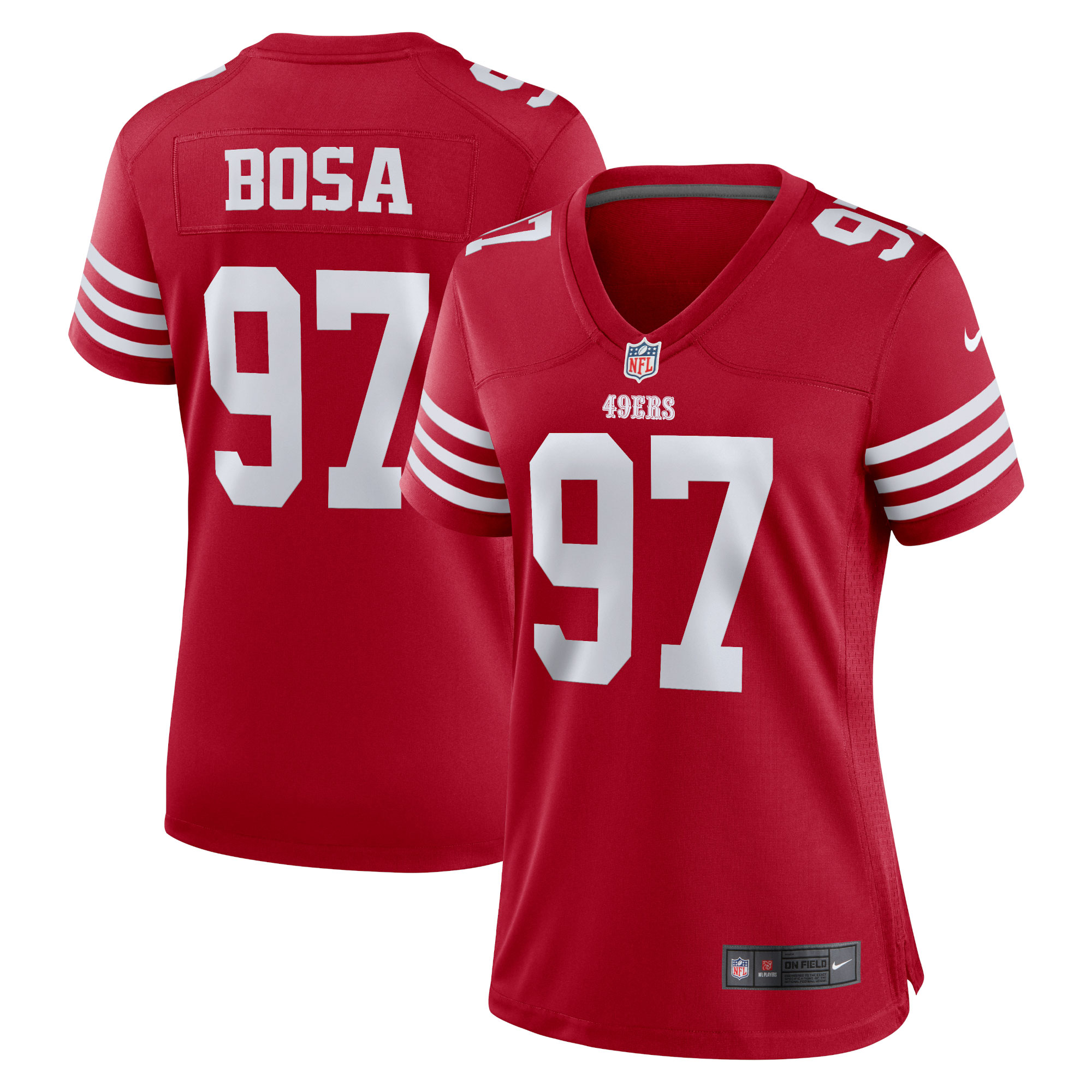 Women's San Francisco 49ers Nick Bosa Scarlet Team Game Player Jersey JS4754 nicesnker