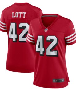Women's San Francisco 49ers Ronnie Lott Scarlet Alternate Game Jersey JS4440 nicesnker