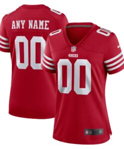 Women's San Francisco 49ers Scarlet Game Custom Jersey JS2603 nicesnker