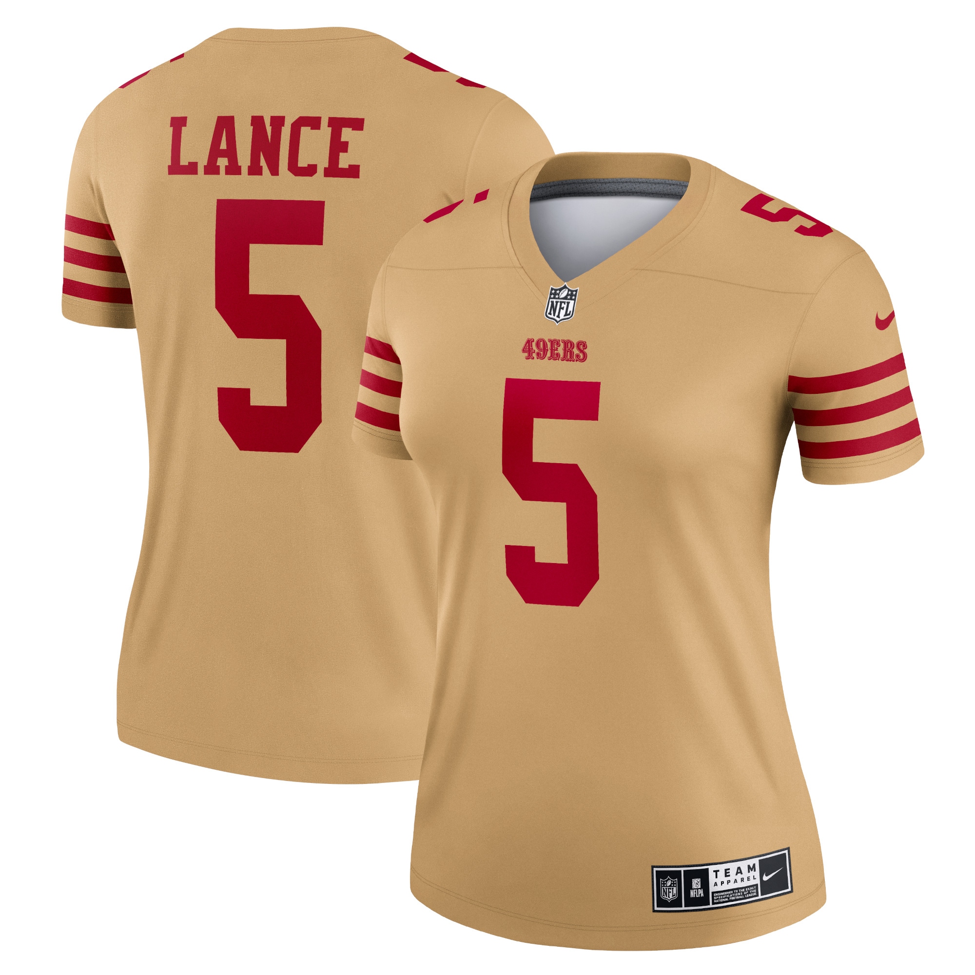 Women's San Francisco 49ers Trey Lance Gold Inverted Legend Player Performance Top JS9258 nicesnker