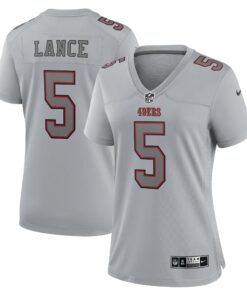 Women's San Francisco 49ers Trey Lance Gray Atmosphere Fashion Game Jersey JS7157 nicesnker