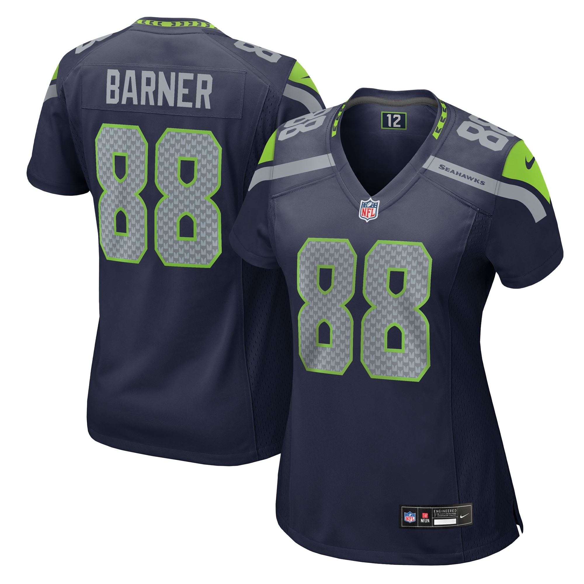 Women's Seattle Seahawks A.J. Barner Navy Team Game Jersey JS9847 nicesnker