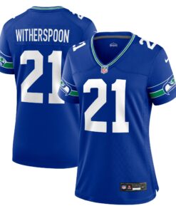 Women's Seattle Seahawks Devon Witherspoon Royal Throwback Player Game Jersey JS6791 nicesnker