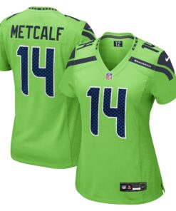 Women's Seattle Seahawks DK Metcalf Neon Green Game Jersey JS2669 nicesnker
