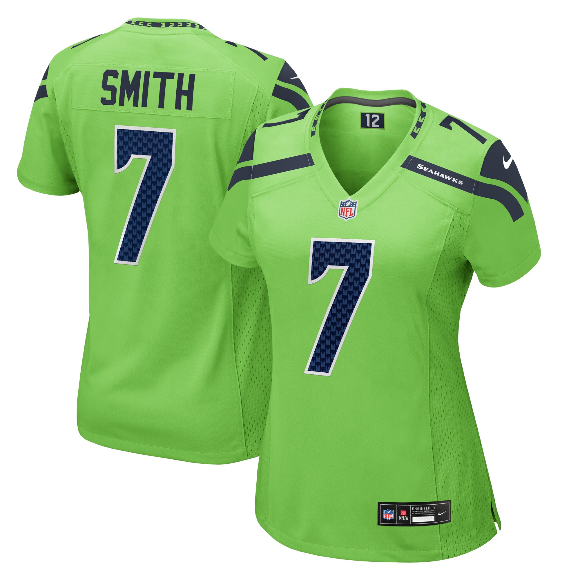 Women's Seattle Seahawks Geno Smith Neon Green Game Jersey JS3431 nicesnker