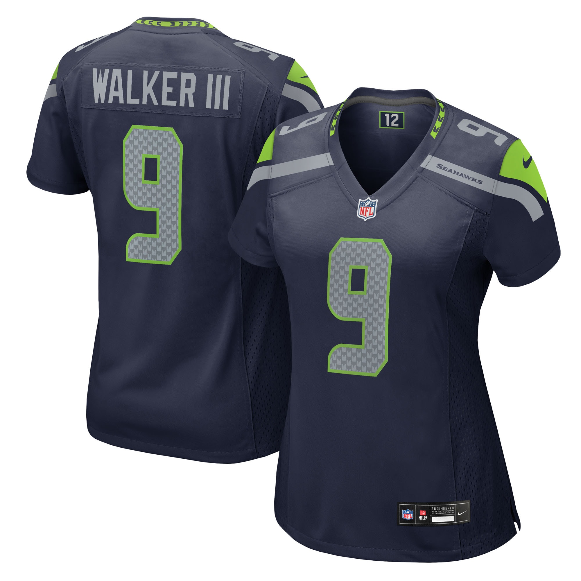 Women's Seattle Seahawks Kenneth Walker III College Navy Team Game Jersey JS5410 nicesnker